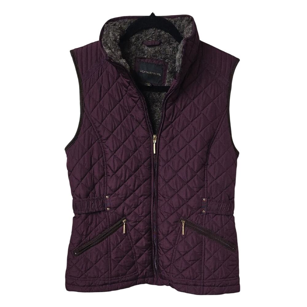 Weatherproof Ultra Soft Lining Quilted Dark Purple Vest Womens Size Small